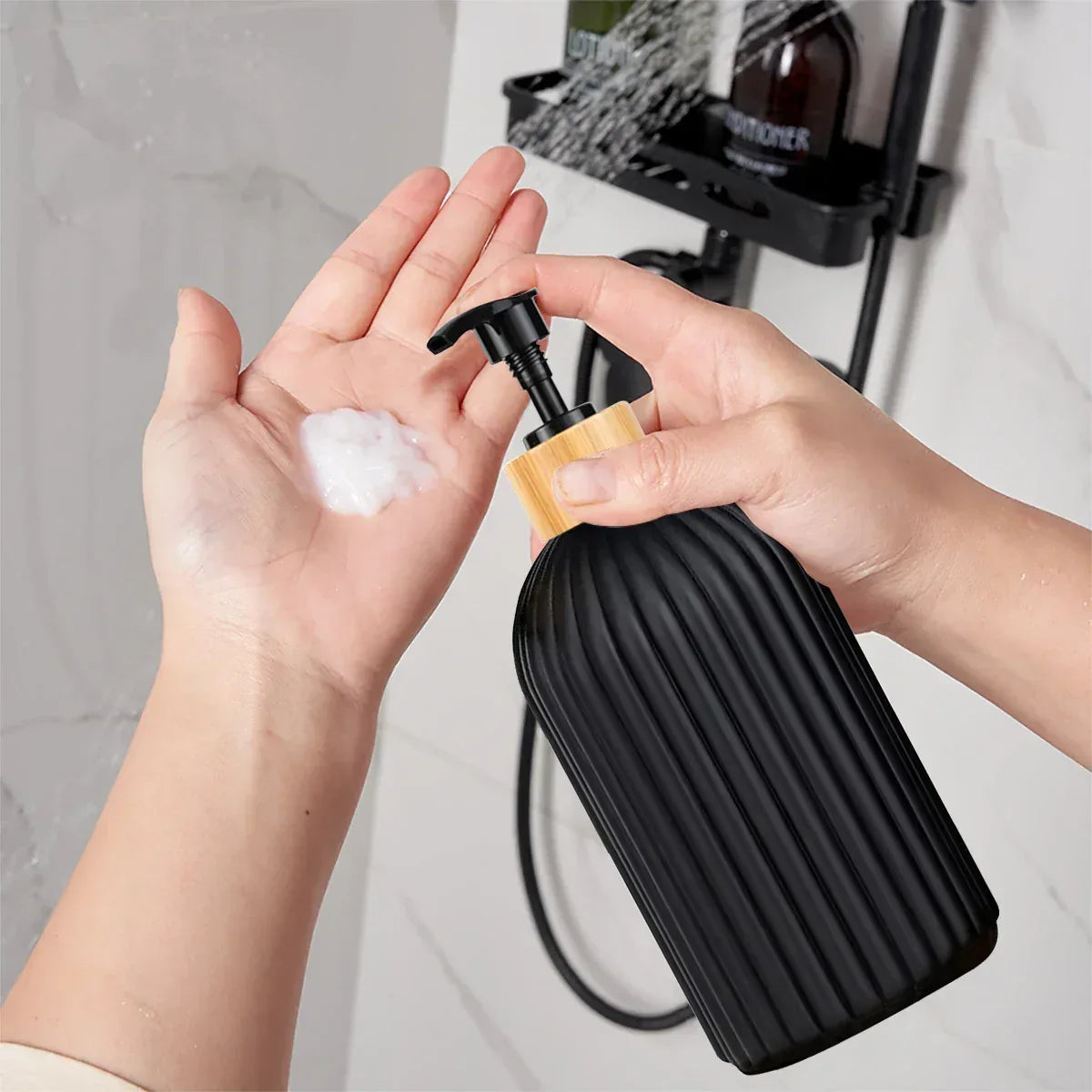 Bathroom Countertop Container Hand Soap Dispenser Cotton Ball Storage Box Toothbrush Holder Home Decoration Organizer - Urbizia
