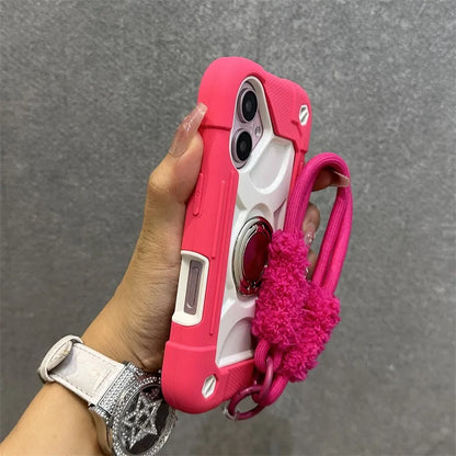 Luxury 3-in-1 Ring Stand Heavy Duty Protective Case For iPhone 17 16 15 14 13 Pro Max Shockproof and Drop-Resistant with Lanyard