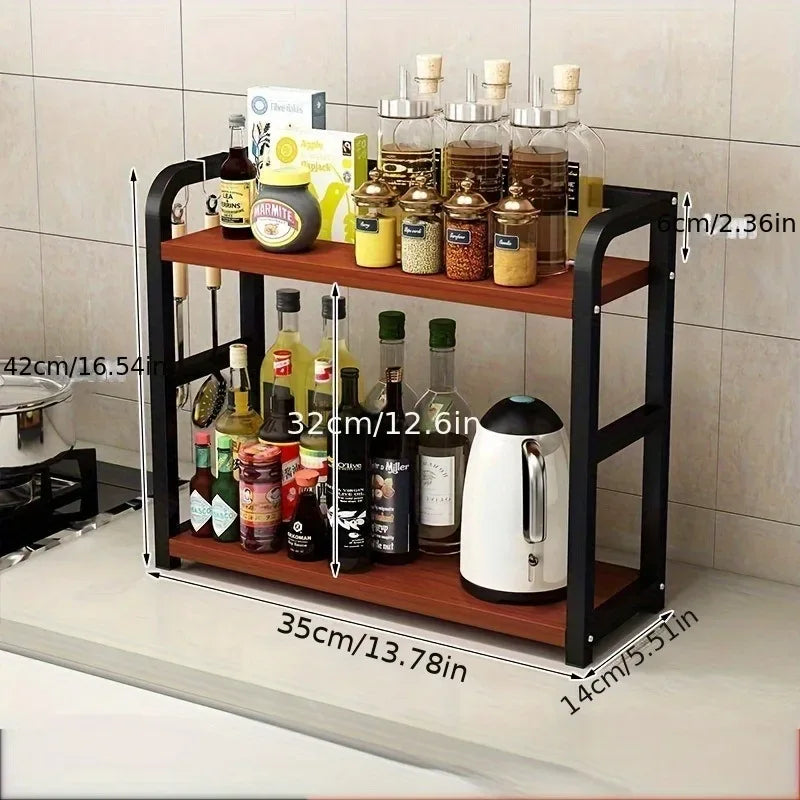 2-Tier Metal Countertop Shelf Kitchen Organizer Rack