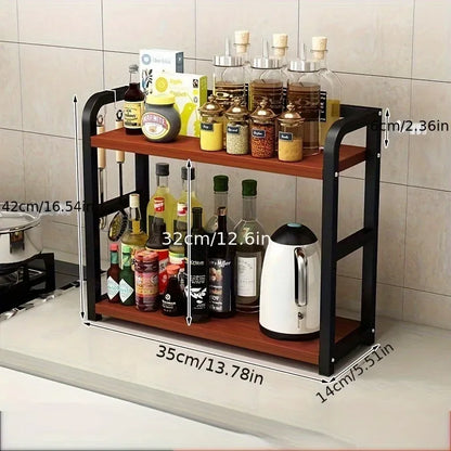 2-Tier Metal Countertop Shelf Kitchen Organizer Rack