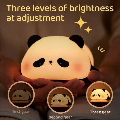Cute Panda LED Night Lights Lion Silicone Sleeping Lamp USB Rechargeable Timing Bedside Baby Nightlights For Birthday Gift