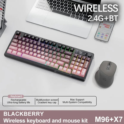 M96 Screen Wireless Keyboard Mouse Kit ZIYOULANG Bluetooth Keyboard With Mouse Gaming,Electronic Screen, Multi-Device Connection
