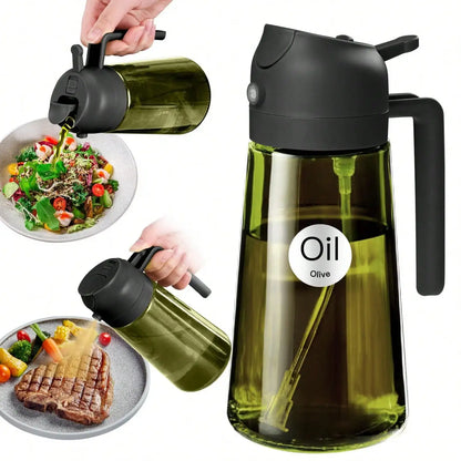Premium Dark Glass Olive Oil Dispenser 2 In 1 Cooking Oil Spray Bottle Multipurpose Kitchen Oil Mister Perfect For Air Fryer BBQ Grilling Household Cooking Supplies Random Color Shipment