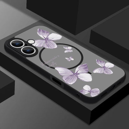 Gold Butterfly Matte MagSafe Case for iPhone Series