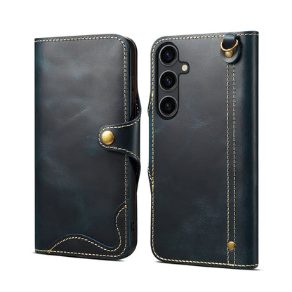 Retro Genuine Leather Case for Samsung Galaxy S26 Ultra S26+ S20 S10 Note 10 Plus Business Purse Cover with Lanyard Card Pocket