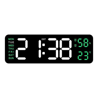 9 Inch Large Digital Wall Clock USB Powered TEMP Humidity Week Auto Dimmer DST Table Clock 12/24H Electronic LED Alarm Clock - Urbizia