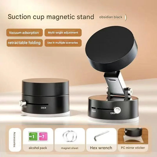 Magnetic Vacuum Suction Car Phone Holder – Retractable & Foldable Stand