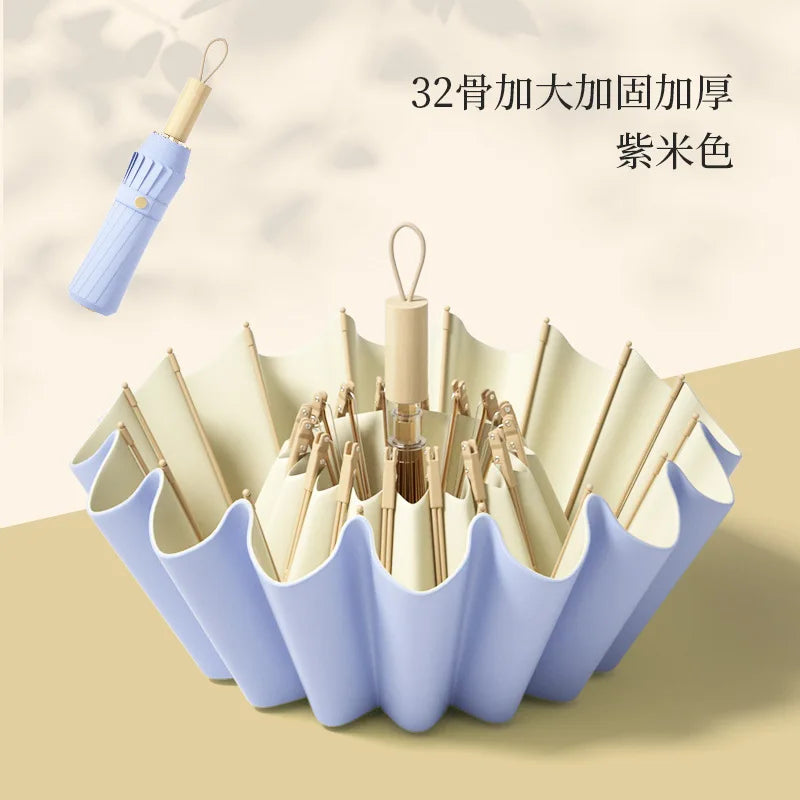 UV UPF50+ Protection Folding Sun Umbrella Women, Windproof 16 Bone, Color Glue Sun Protection Parasol Rain and Shine Umbrellas