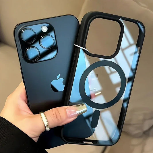 Transparent For Magsafe Magnetic Case For iPhone 16 17 Air 16e 15 14 Plus 13 12 11 Pro Max Wireless Charging  Hard Protect Cover