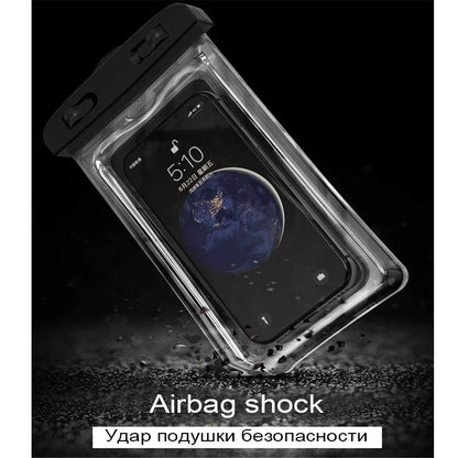 PVC Transparent Waterproof Phone Pouch Luminous Touchscreen Dry Bag with Seal Lock for Swimming Diving Hot Spring Rafting