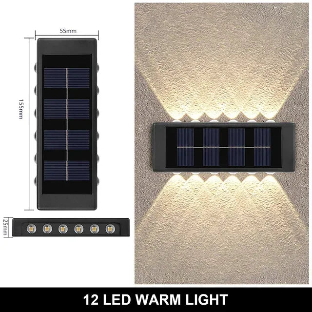 Solar Wall Lamp Outdoor Warm Light Waterproof Up And Down Luminous Lighting Balcony Yard Garden Decoration Lights Exterior Wall - Urbizia