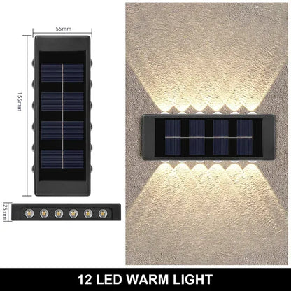 Solar Wall Lamp Outdoor Warm Light Waterproof Up And Down Luminous Lighting Balcony Yard Garden Decoration Lights Exterior Wall - Urbizia