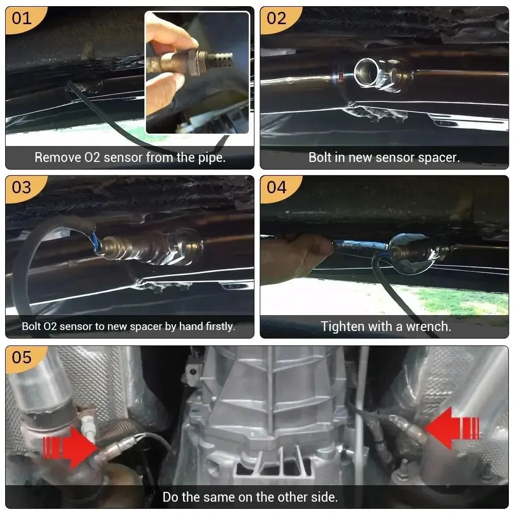 P0420 P0430 Universal O2 Sensor Spacer Adapter M18X1.5 Check Engine Light CEL Mini Catalyst For Fault Code