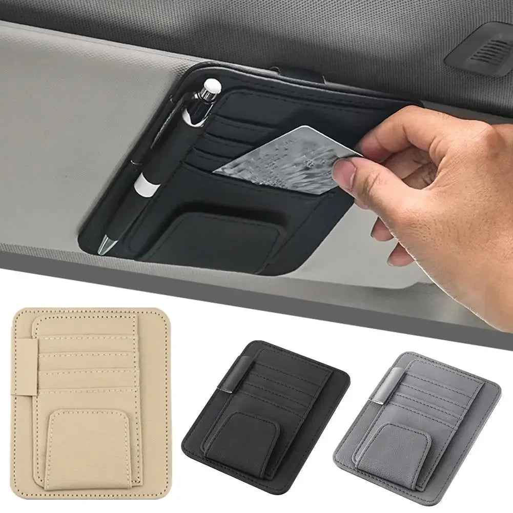 Car Sun Visor Organizer Multi-Pocket Business Card Storage Management Sunglasses Holder Visor Accessories Auto Interior - Urbizia