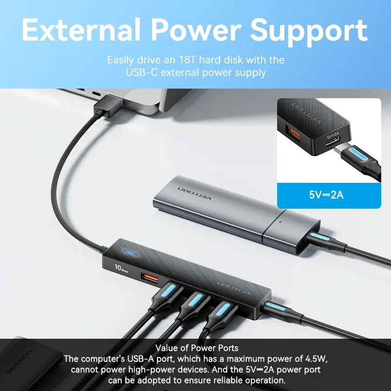 5-in-1 USB-C Hub 10Gbps High-Speed Multiport Adapter