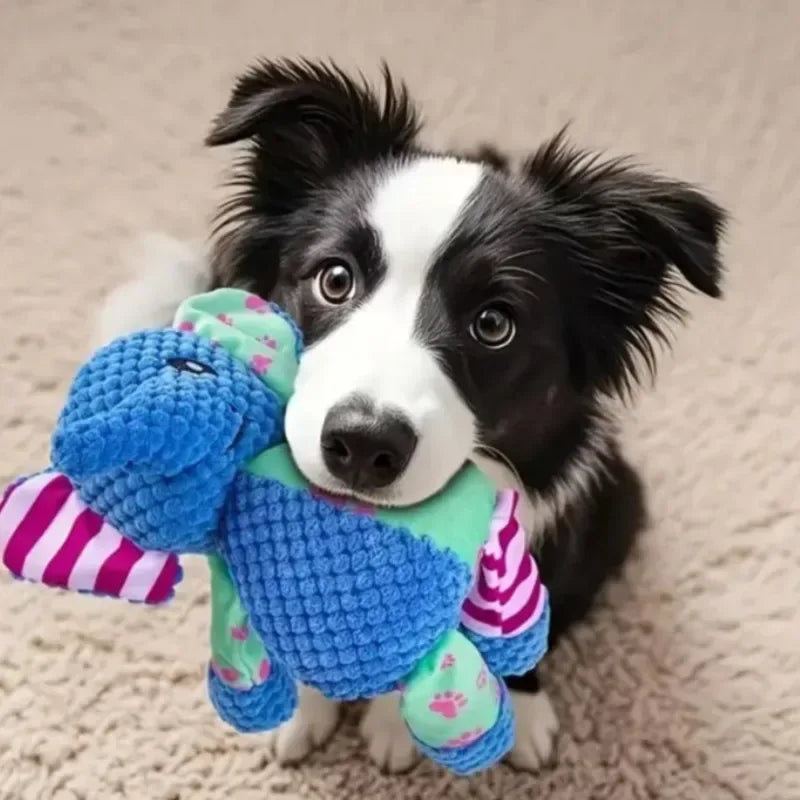 Dog Chew Toy Cute Animals Bite Resistant Interactive Squeaky Puppy Toy Teeth Cleaning Pet Plush Toy Pet Supplies - Urbizia