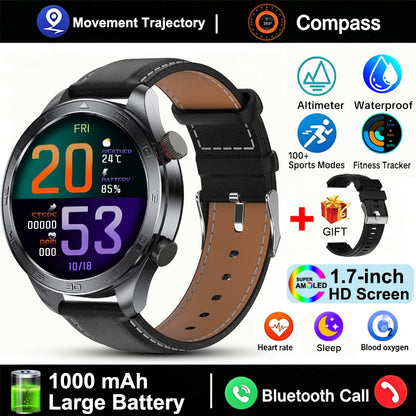 New GPS Track Smart Watch Men AMOLED Screen Outdoor Sports Fitness Heart Rate Compass IP68 Waterproof Bluetooth Call Smart Watch