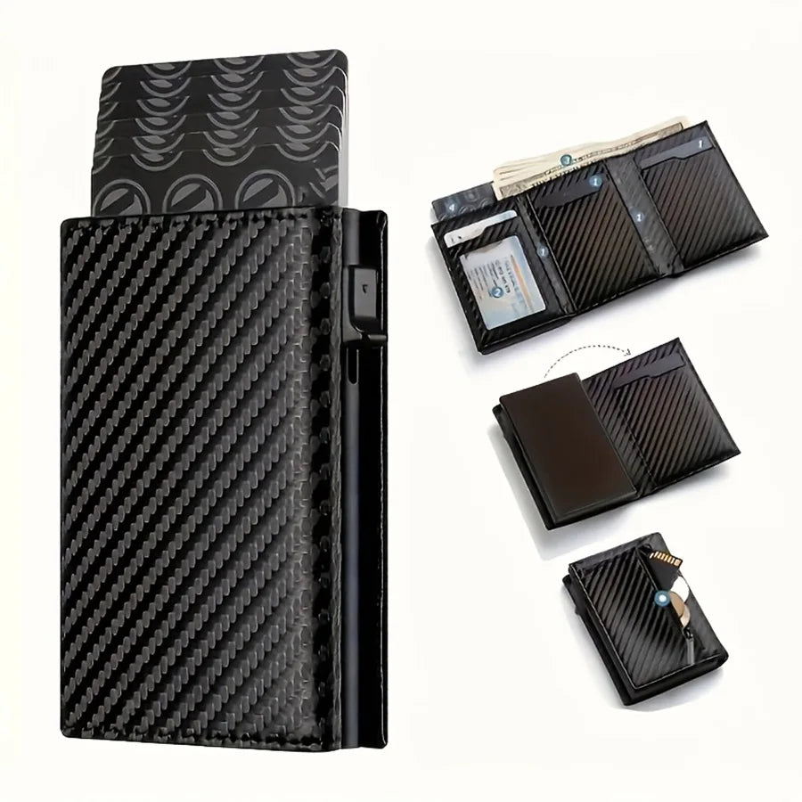Slim RFID Pop-Up Metal Wallet for Men