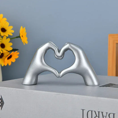 Gold Decoration, Heart Hand Statue Living Room Bedroom Decoration, Love Finger Modern Hand Gesture Sculpture Home Shelf Desktop - Urbizia
