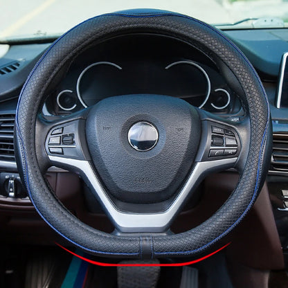 Leather Universal Car Steering-wheel Cover 38CM Car-styling Sport Auto Steering Wheel Covers Anti-Slip Automotive Accessories