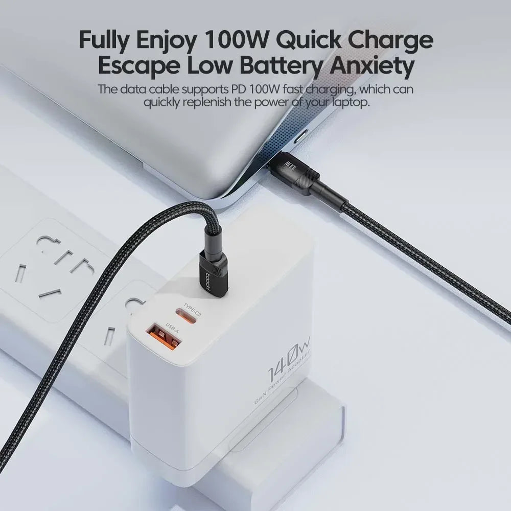 Toocki 100W Type C to USB C Cable PD 3.0 Quick Charge 4.0 Fast Charging Type C to Type C for iPhone 15 Macbook Samsung Xiaomi - Urbizia