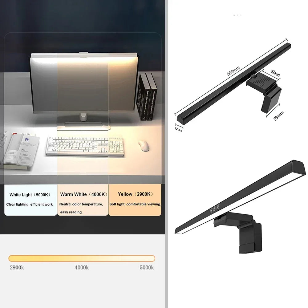 USB Stepless Dimming Screen Hanging Lights Curved Screen Monitor Light Bar RGB Background Atmosphere Desk Lamp Monitor Light Bar - Urbizia
