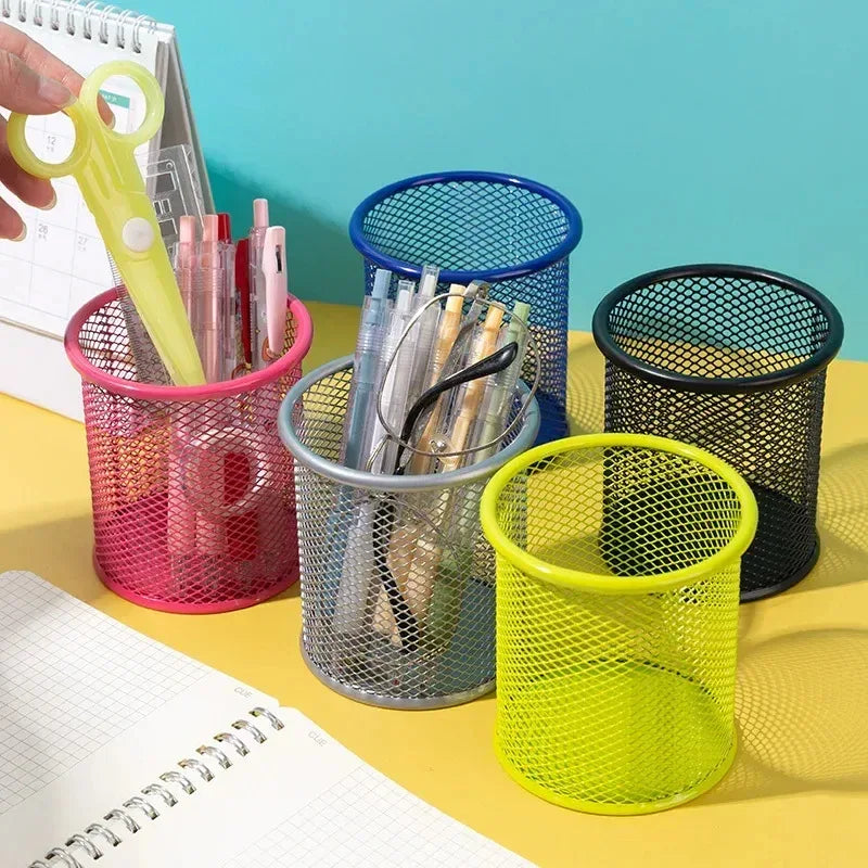 1Pcs New Pencil Holder Office Desk Metal Mesh Square Pen Pot Cup Case Container Organiser Durable Pencil Case - Urbizia