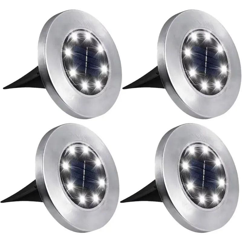 4 Pcs 8LED Solar Power Disk Light Outdoor Garden Solar Underground Light Deck Light Spotlight Buried Solar Led Lamp