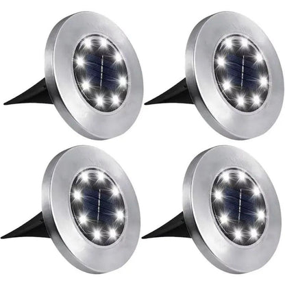 4 Pcs 8LED Solar Power Disk Light Outdoor Garden Solar Underground Light Deck Light Spotlight Buried Solar Led Lamp