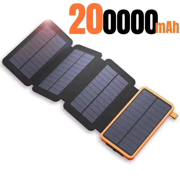 200000mAH Solar Power Bank Folding Solar Panels 5V 2A USB Output Portable Outdoor Camping Sun Power For IPhone Android