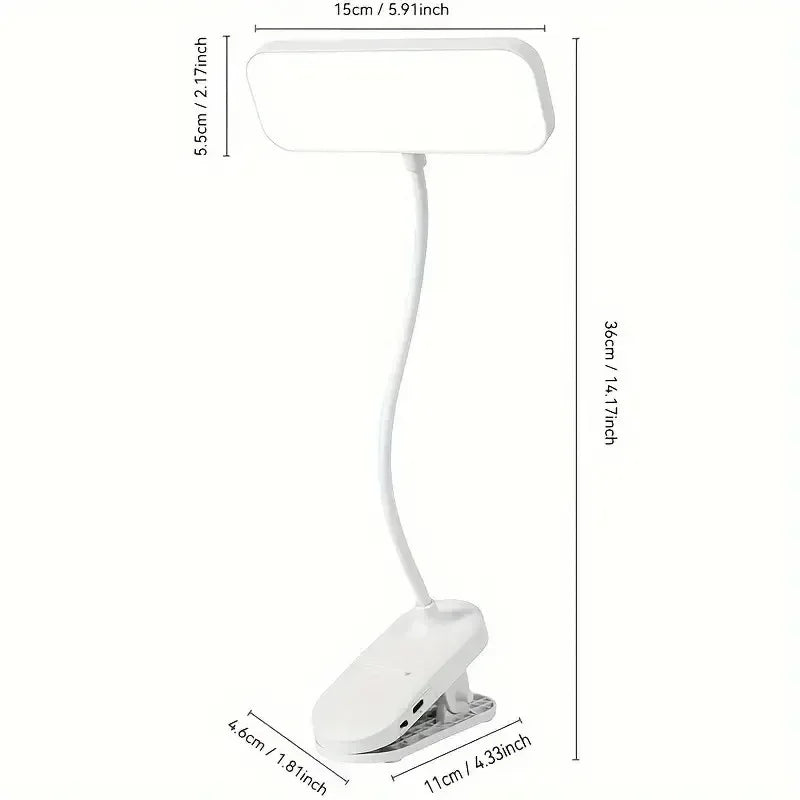 Clip-on LED USB charging desk lamp for college students, dormitory desk and bedroom reading lamp, suitable for office, study, be - Urbizia