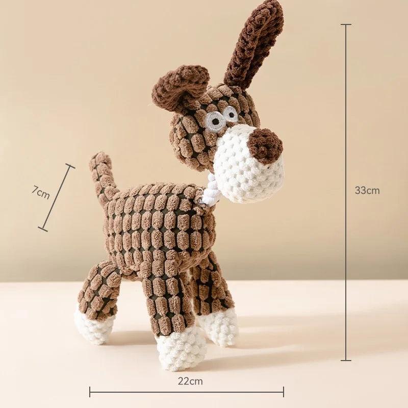 Plush Dog Toy Animals Shape Bite Resistant Squeaky Toys Corduroy Dog Toys for Small Large Dogs Puppy Pets Training Accessories