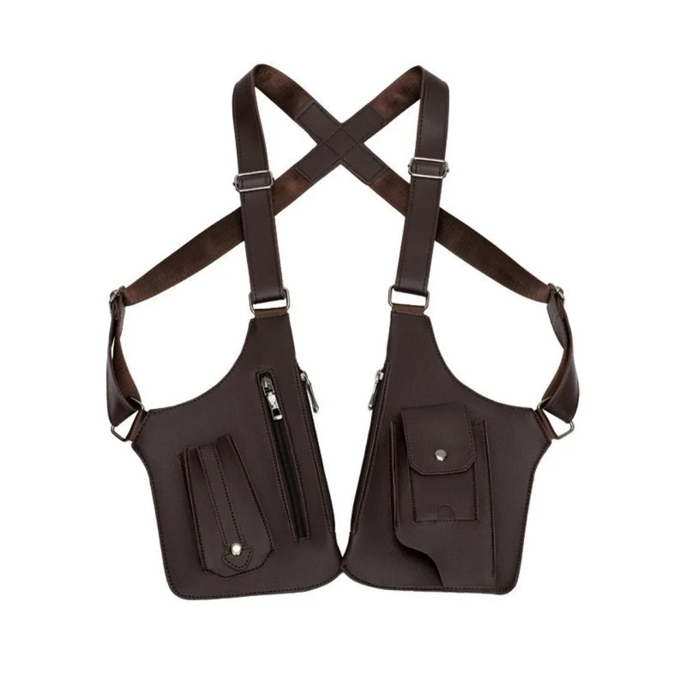 Vintage Double Shoulder Armpit Bag Adjustable Strap Steampunk Underarm Strap Wallet Pocket Gothic Waterproof