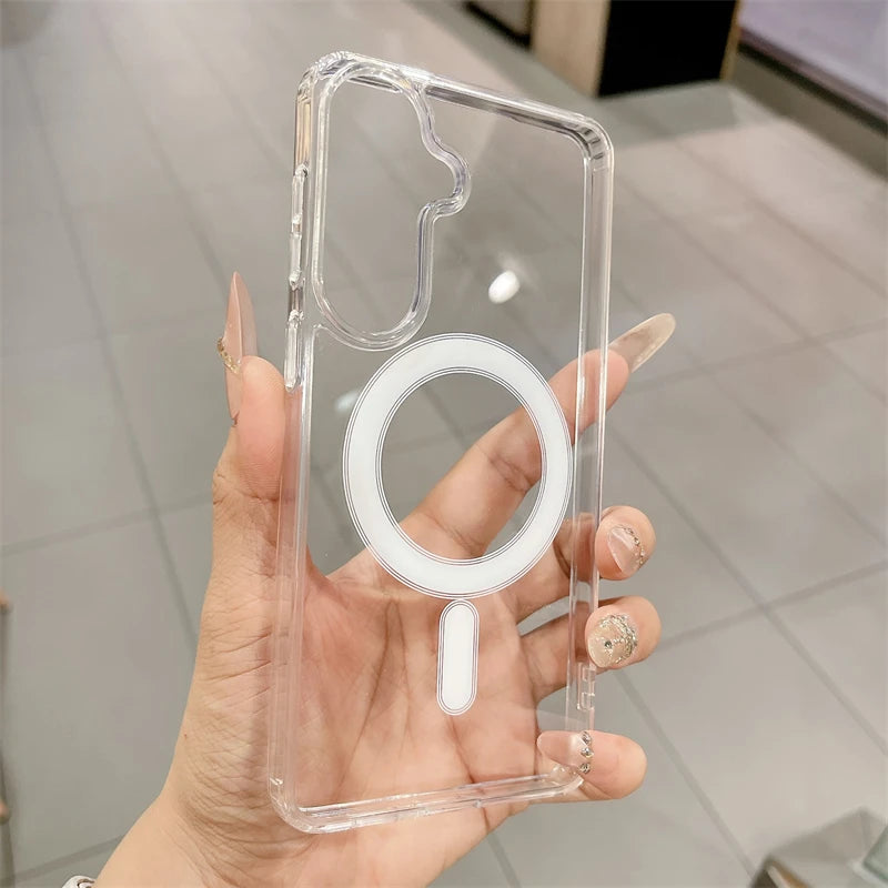 Original For Magsafe Magnetic Clear Case for Samsung Galaxy S26 S25 S24 S21 FE S22 S23 Ultra Plus A17 A16 A55 A36 A07 A54 Cover
