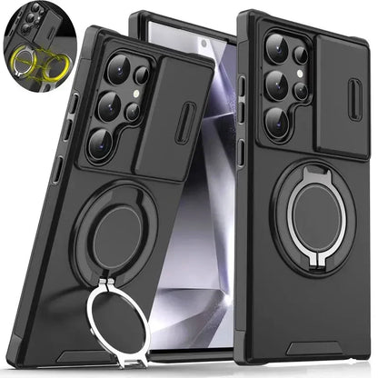 Case For Samsung Galaxy S26 S25 S24 S23 S22 S21 Ultra S24FE S25EDGE Slide Camera Protect Magnetic holder Armor Shockproof Cover