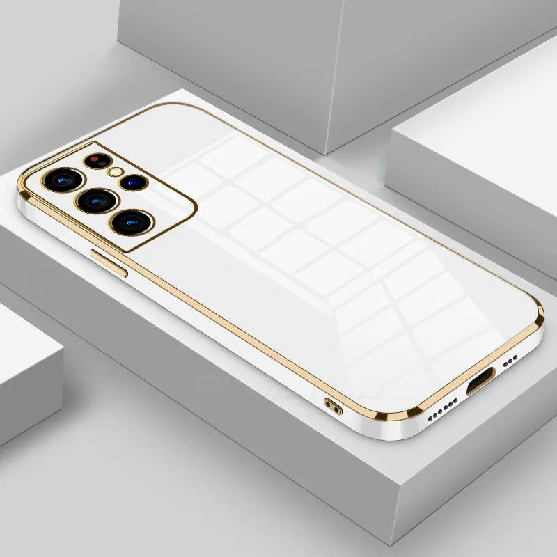Luxury Bling Glossy Plated Full Cover Phone Case for Samsung Galaxy S26 S25 S24 S23 FE S22 Plus Ultra Soft Back Cover