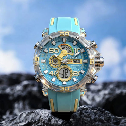 SMAEL 8136 50M Waterproof Military Watch for Men - LED Backlight Alarm Chronograph Stopwatch Shockproof Outdoor