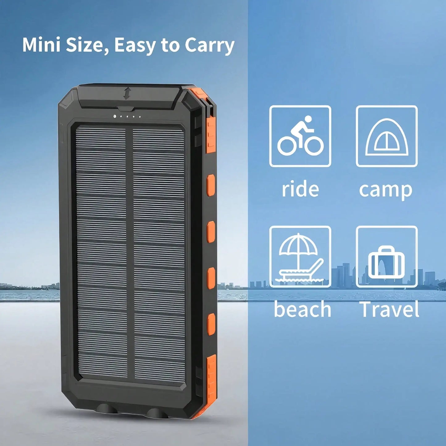 10000mAh Solar Charger Power Bank -Portable Solar Phone Battery Panel Charger, USB Port Battery Pack Charger Portable For All Cell Phones & Electronic Devices- Long Lasting, Travel Camping, LED Flashlight, The Best Gift For F