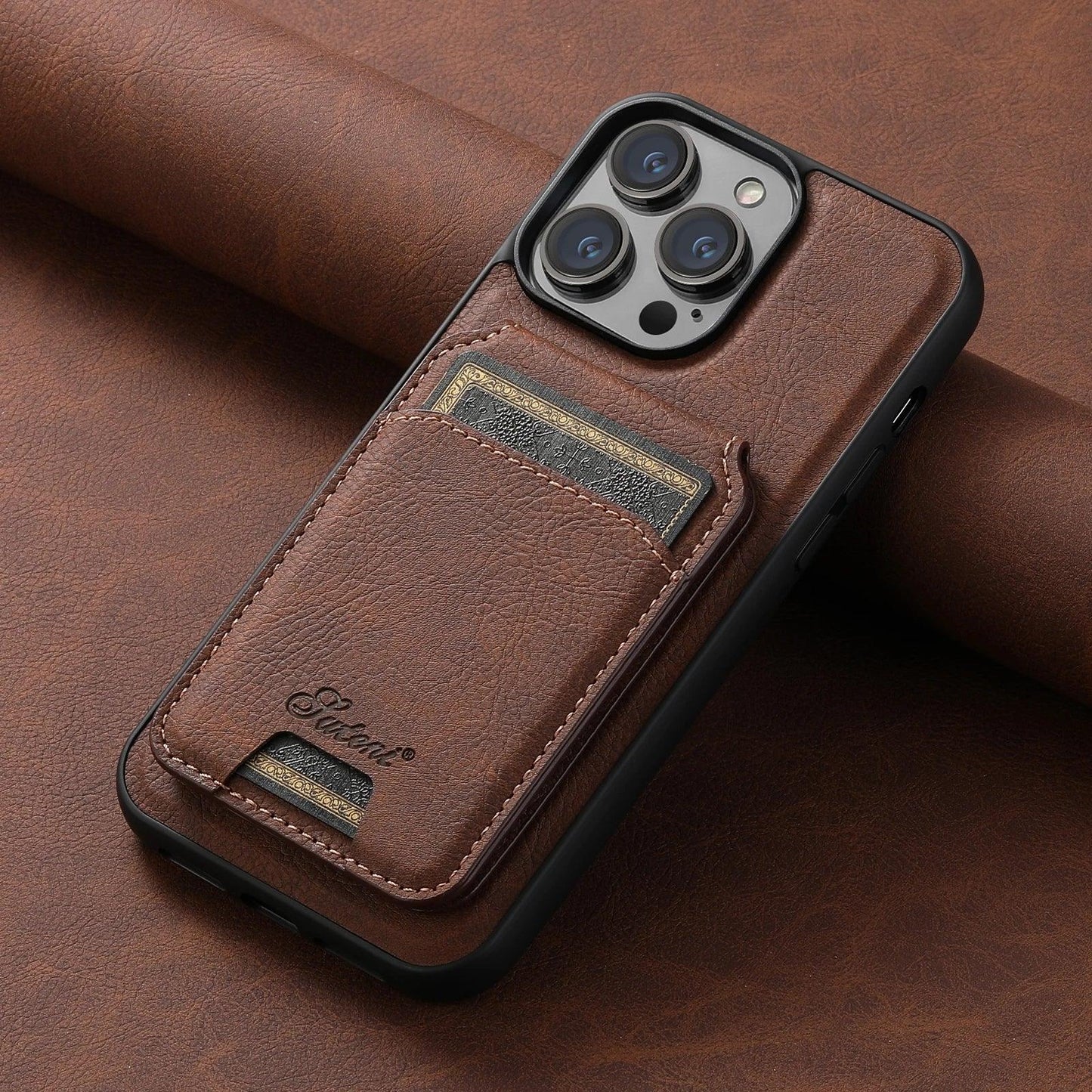 Leather Wallet Case with Card Holder for iPhone