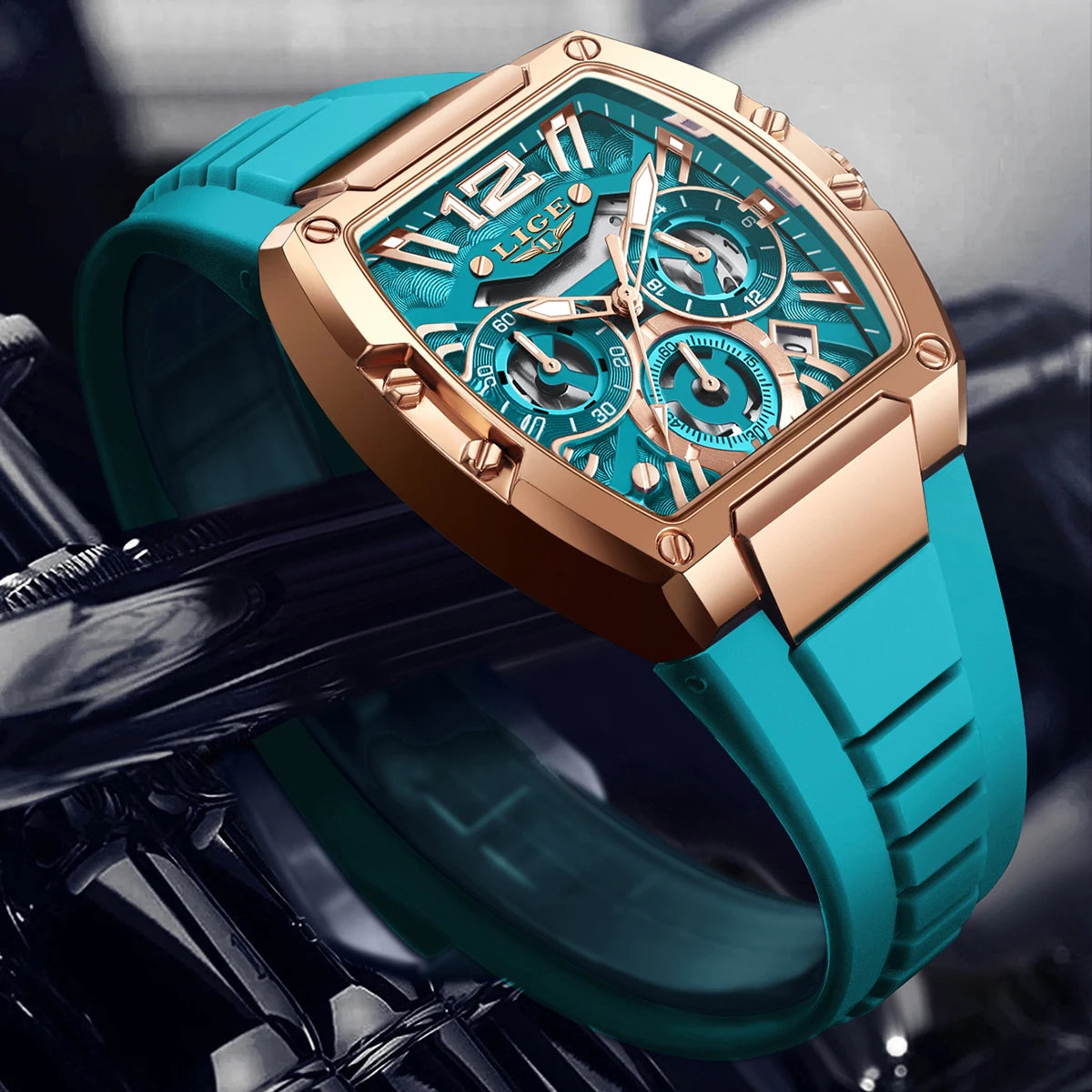 LIGE Original Brand Fashion Mens Watches Sport Military Chronograph Calendar Silicone Strap Quartz Wristwatch Relogio Masculino