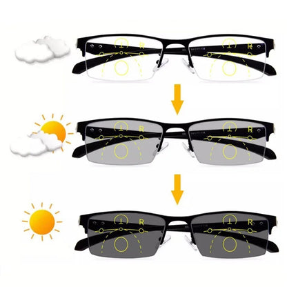 TR90 Flexible temple Photochromic Progressive Reading Glasses Men Hyperopia Presbyopia diopters Outdoor Presbyopia Lens Eyewears