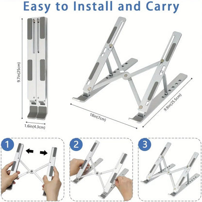 Adjustable Aluminum Laptop Stand – 6-Level Foldable Design - Urbizia
