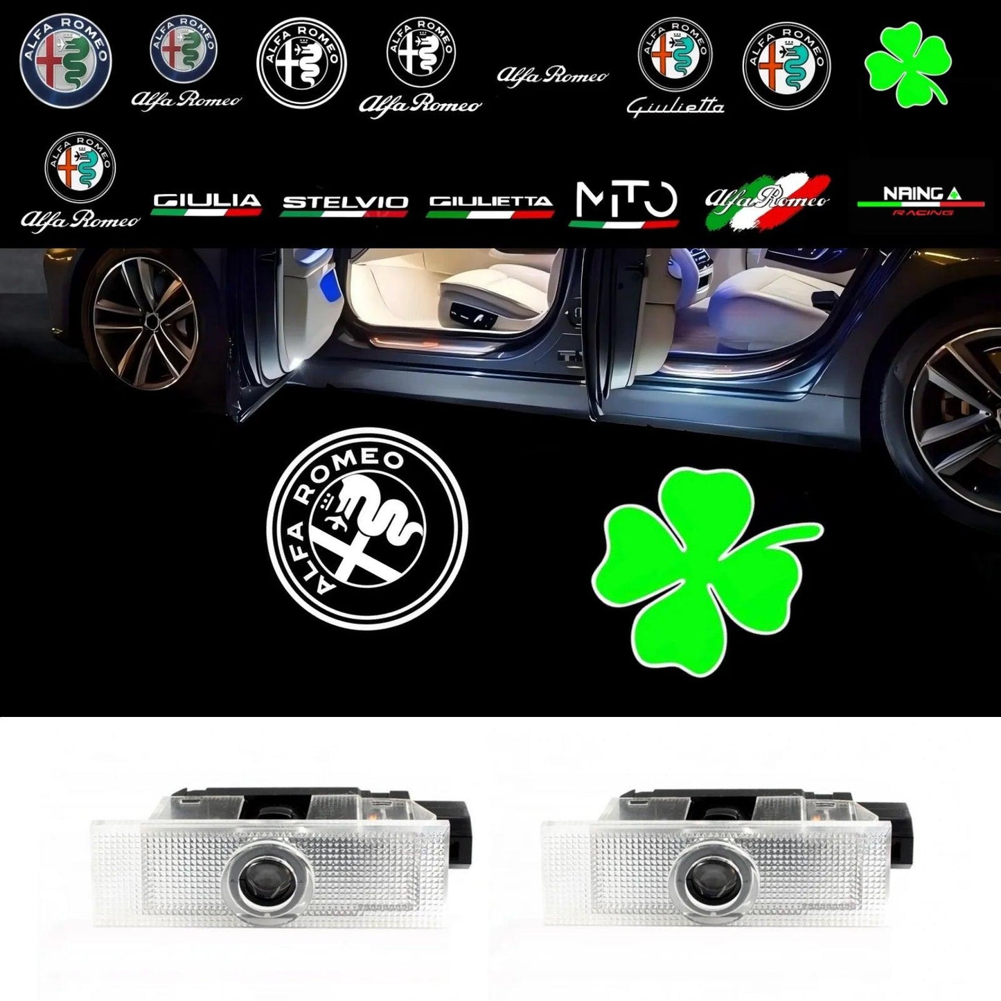 2X Led Car Door Welcome Projector For Alfa Romeo 159 166 Giulia Mito Giulietta Stelvio Brera Ghost Shadow Lamps Decorative Light