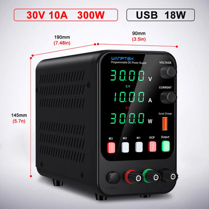 Wanptek Laboratory DC Power Supply 30V 10A 60V 5A 120V 3A with USB Fast Charging Adjustable Voltage Current Lab Power Supply