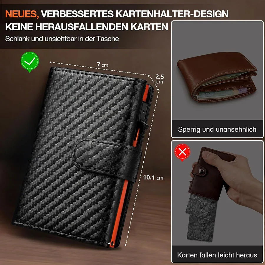 Pop Up Wallet with Coin Compartment RFID Protection Credit Card Holder Wallet for men