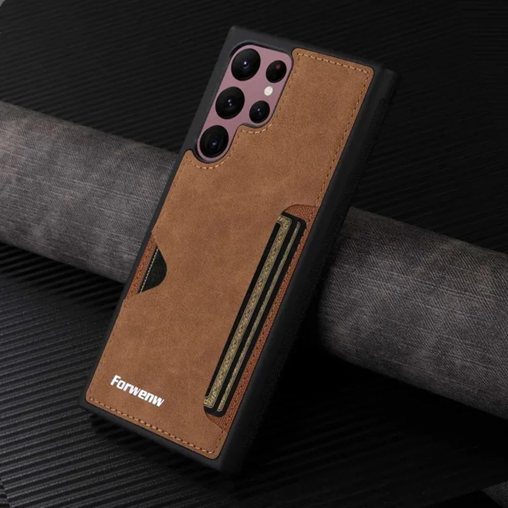 Retro Card Holder Phone Case for Samsung Galaxy S26 S24 S25 Ultra S23 S21 FE S22 S20 Plus Note 20 10 + Wallet PU Leather Cover