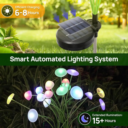 Solar Garden Lights Dual Mode LED Solar Mushroom Lights Waterproof Decor Yard Patio Pathway Jellyfish for Garden Ambiance - Urbizia