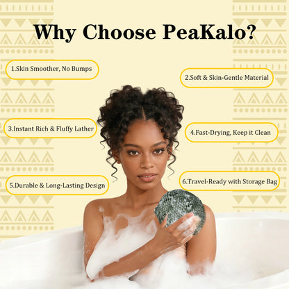 PeaKalo Authentic African Net Sponge-2Pcs Exfoliating Bath Shower Loofah Sponge, Gentle Back Scrubber for All Skin Types,Durable