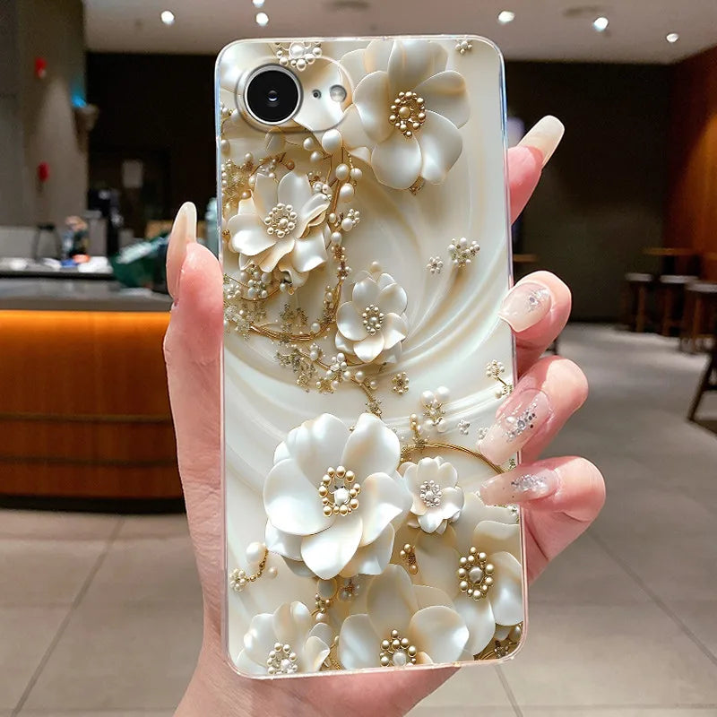 For iPhone 16e Case Clear Luxury Fashion Butterfly Flowers Soft TPU Silicone Jelly Back Cover for Apple iPhone 16e Phone Case