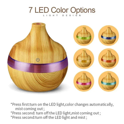 Humidifier Electric Aroma Air Diffuser Wood Ultrasonic Air Humidifier Essential Oil Aromatherapy Cool Mist Maker For Home 300ml - Urbizia